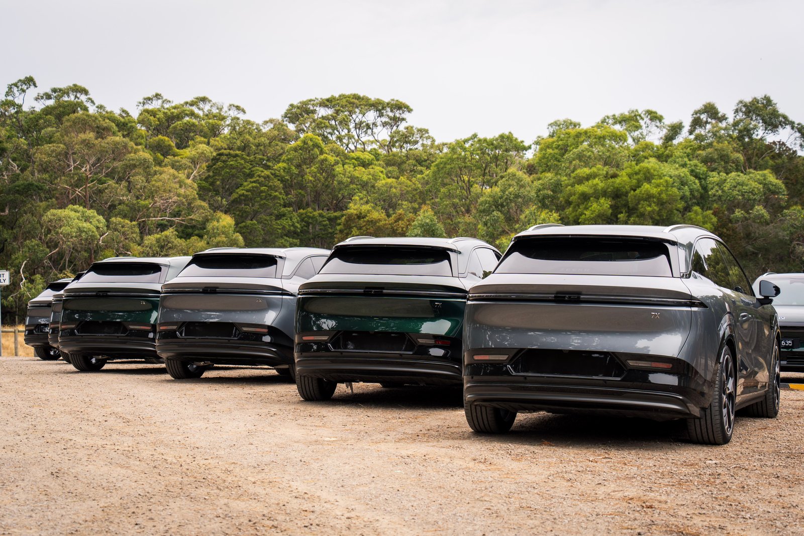 Club members’ ZEEKR 7X cars in a staggered line-up